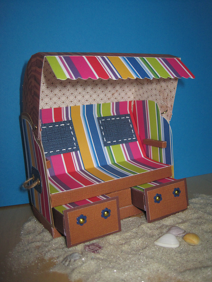 beach chair, decorative items, cardstock, homemade, tinkered, handicraft, covered