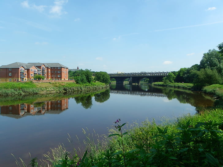 warm, sunny, day, river, ribble, north, union
