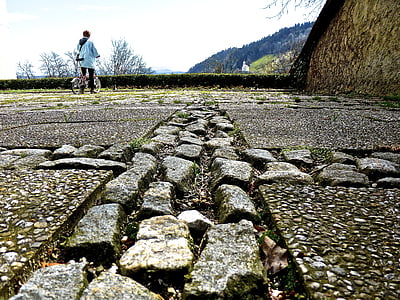 kelias, akmenys, pėsčiųjų takas, kryptimi, Rodyti, Betoninio grindinio plokštės, maršrutas