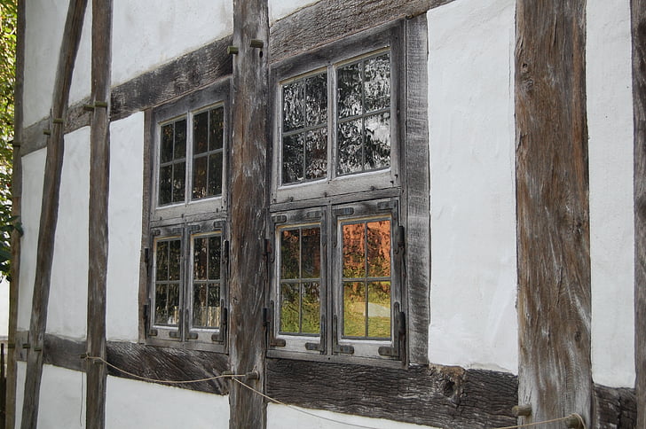 truss, Fachwerkhaus, gamla hus, trä, fönster, Fädernesland Museum