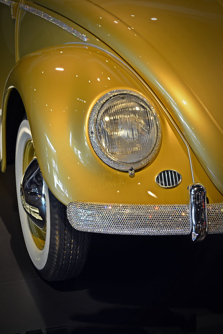 VW, Beetle, classique, vieux, Strass, automobile, Historiquement