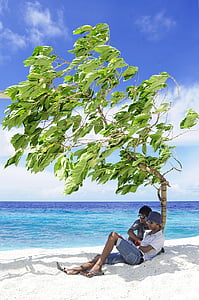 atols, pludmale, pāris, galamērķis, brīvdiena, medus, salas