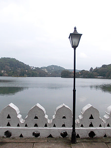 light post, kandy lake, evening, lake, park, kandy, sri lanka
