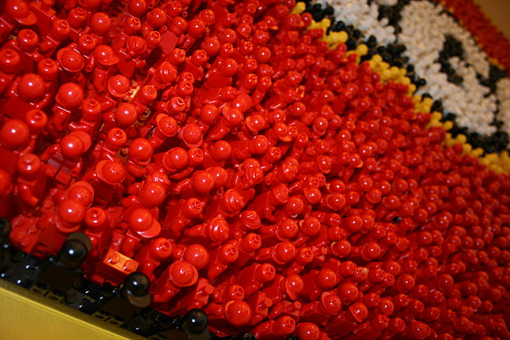 Lego, červená, hračky, muži, budovy