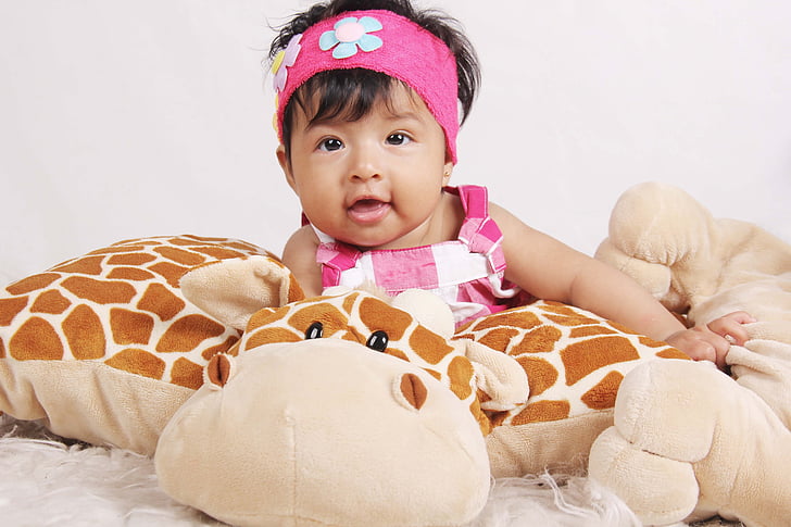 Bebe, giraff, skratta, barn, Söt, Baby, liten