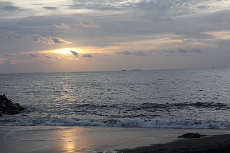 Beach, Sunset, refleksion, solen