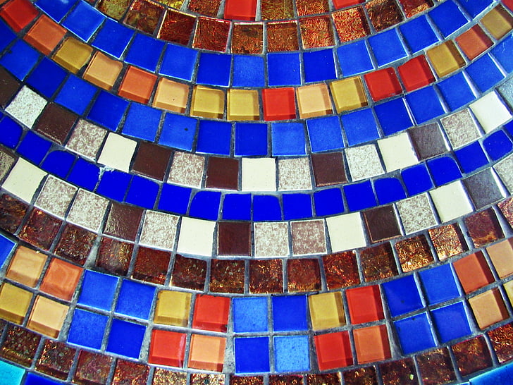 Mozaika, spalvinga, mėlyna, plytelės, fono, dizainas, amatų