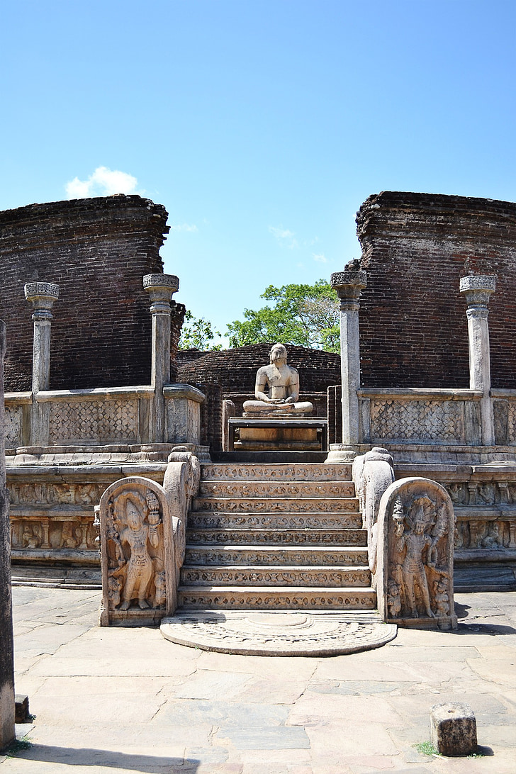 Polonnaruwa, fornlämningar, antika, historiska, kungen, slott, buddhismen