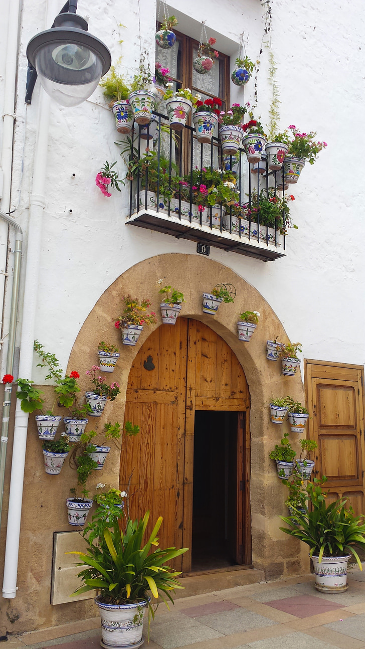 spain, house, flowers, javea, europe, spanish, architecture