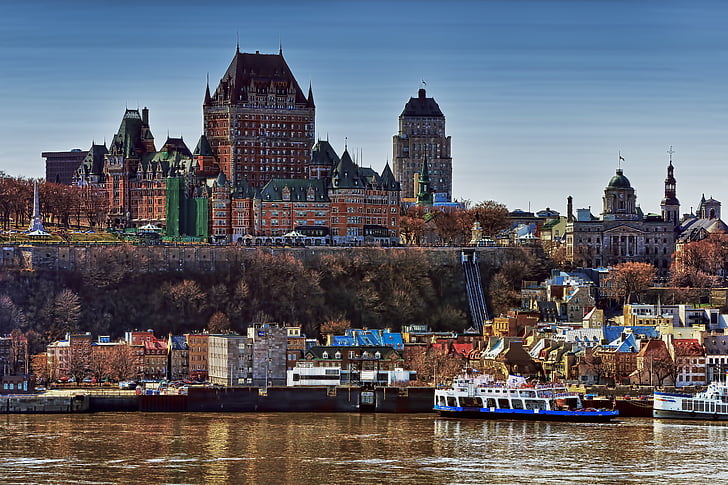 Castell, Frontenac, Québec, ciutat, quebec vell, Québec, riu
