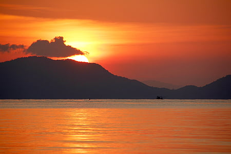 naplemente, tenger, Mallorca, hangulat, víz, abendstimmung, romantikus