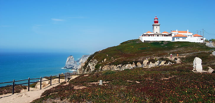 Deniz feneri, Cabo da roca, Portekiz, Batı, Avrupa, okyanus, Atlantik