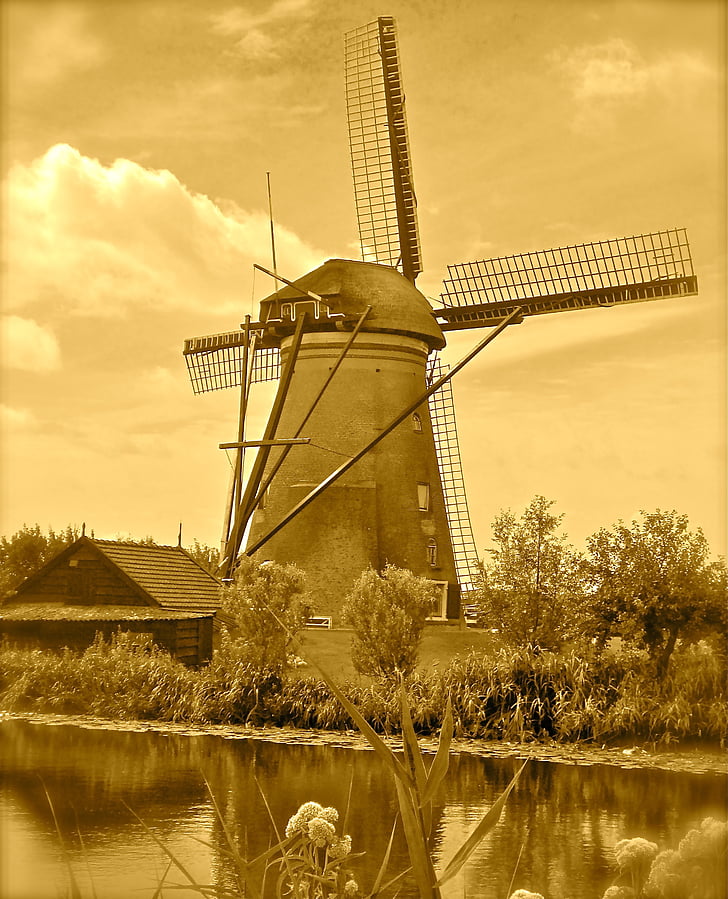 Голландия, Нидерланды, Ветряная мельница, нидерландский, Европа, Архитектура, Ориентир