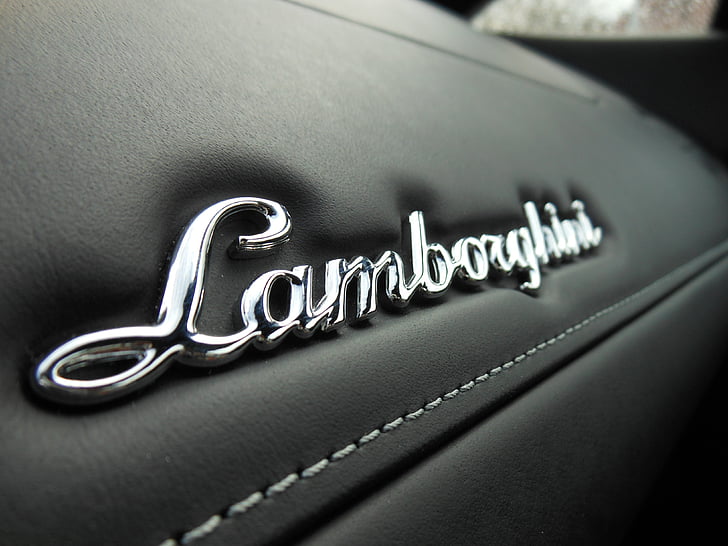 Lamborghini, lettrage, emblème, Tableau de bord, luxe