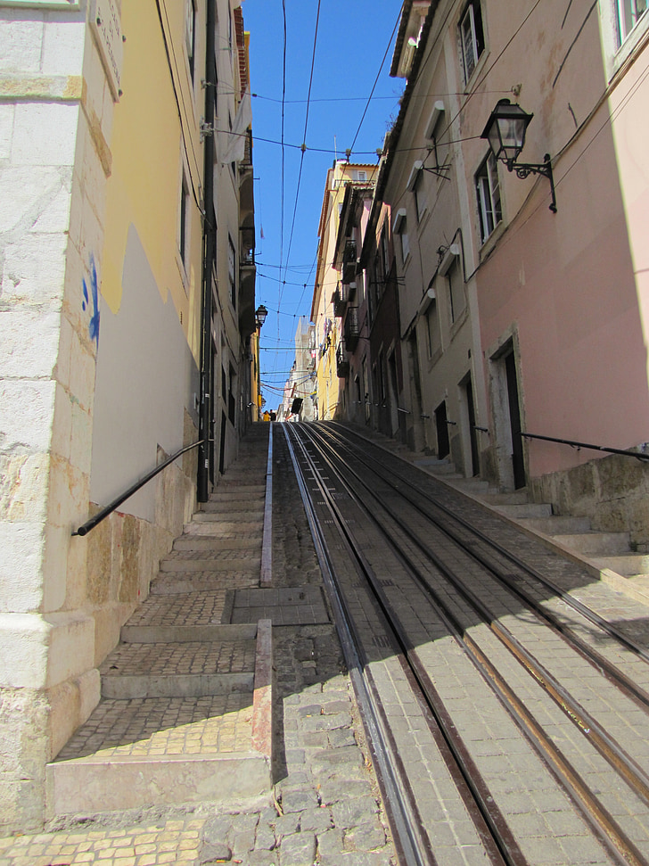 funicular, lisbon, street, portugal, bridge, stroll, city