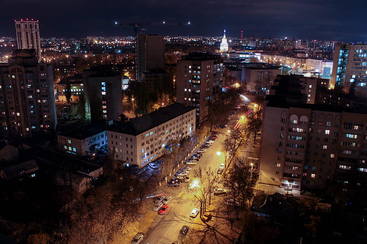 voronezh, night city, view from above