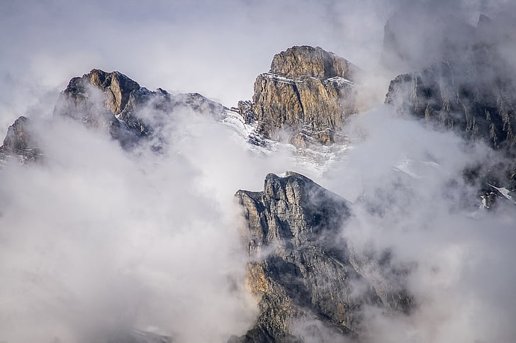 montaña, nube, paisaje, nieve, naturaleza, nublado, Alpes