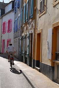 Bretaña, bicicleta, hombre, persona, belle-ile-en-mer, Morbihan, el Palacio de