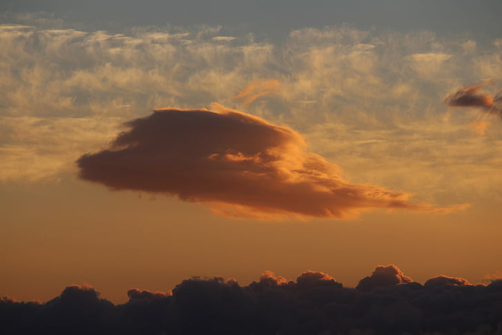 sunset, cloud formation, clouds, mood, sky, evening sky, afterglow