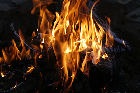 Bonfire, пламъци, дървен материал, горя, лагерен огън, дим, изгаряне