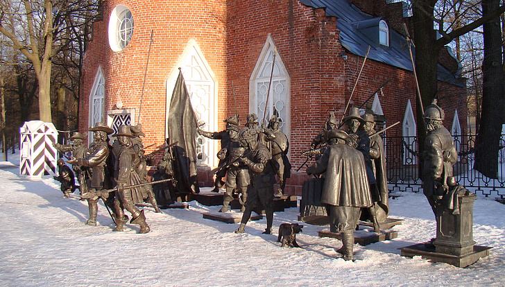Rūmų ansamblis tsarskoe selo, Rusija, skulptūra, sudėtis, muškietininkai, liejimo, ketaus
