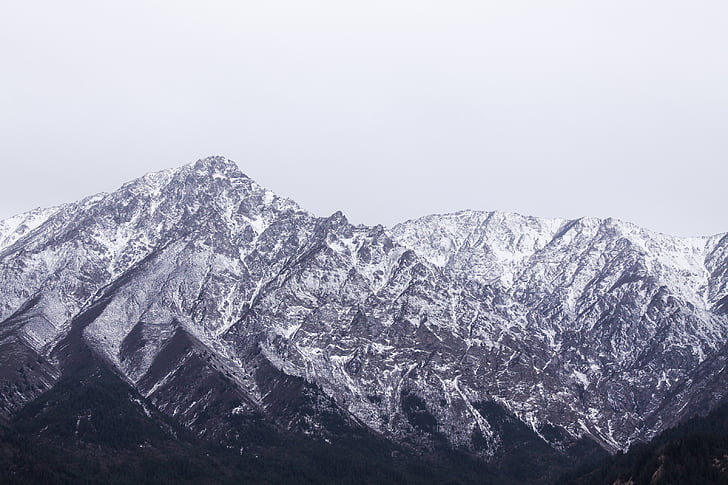 China, paisaje, montañas, naturaleza, Rocky, nieve, Cumbre de
