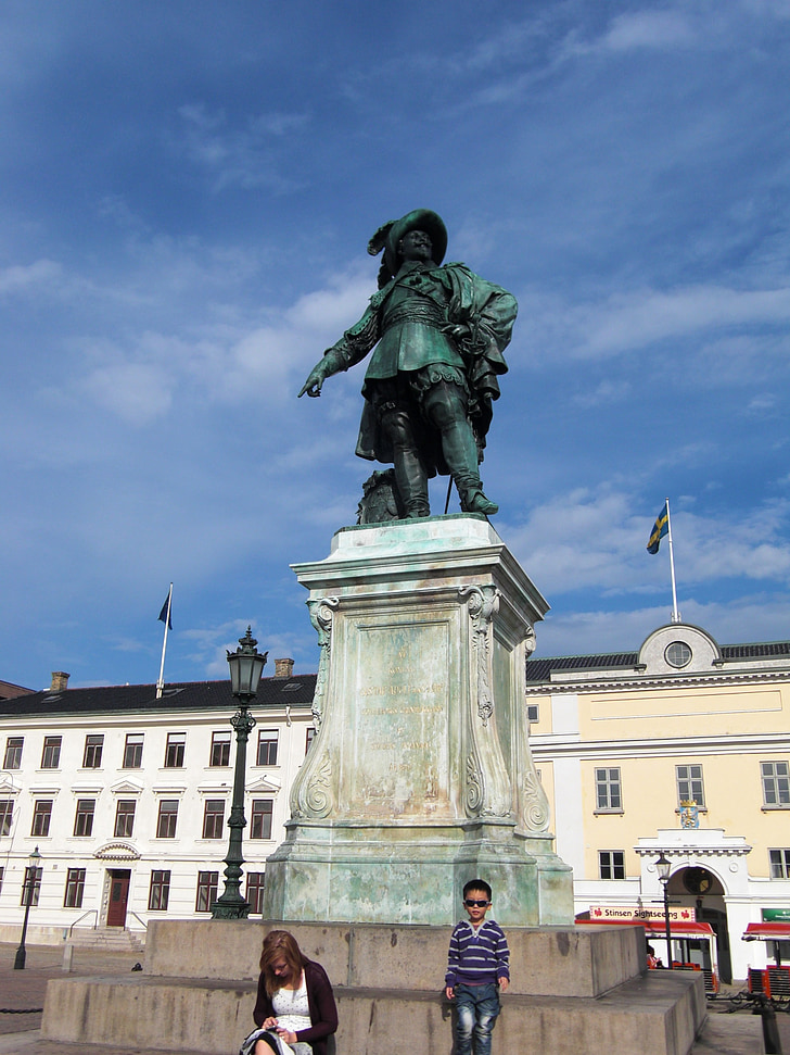 Gustav adolf, Monumento, Suecia, Gotemburgo, Ayuntamiento de la ciudad, mercado, Centro de la ciudad