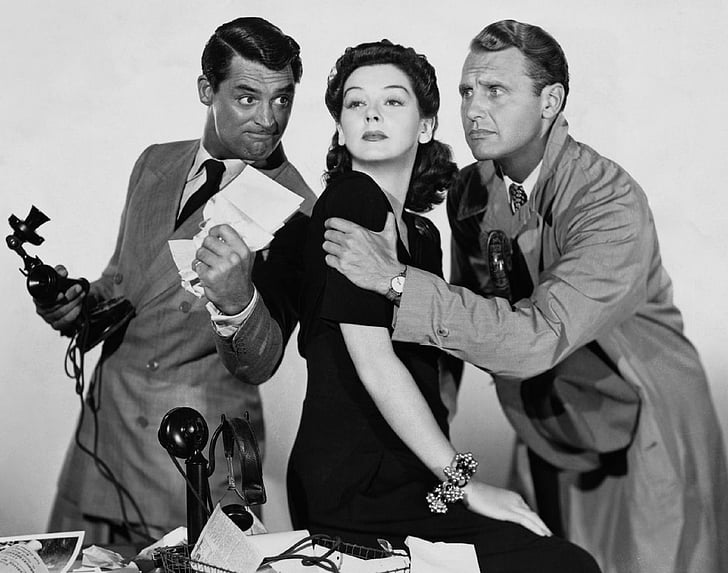 cary grant, rosalind russell, ralph bellamy, actor, actress, famous, stars