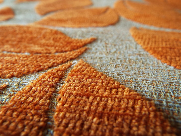 macro, carpet, textiles, orange, pillow