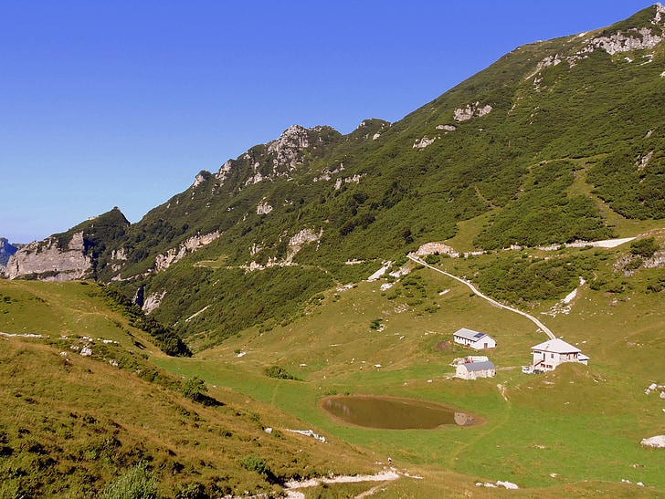 valle, prato, mountain, italy, landscape