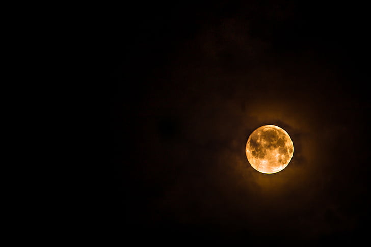 снимка, пълен, Луната, тъмно, нощ, природата, сателит