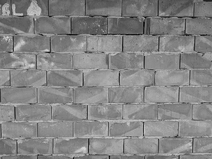 murstensvæg, struktur, Shell, sort og hvid