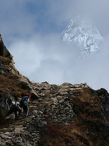 o Himalaia, Makalu, caminho, montanhas, as pedras, colina, penhasco