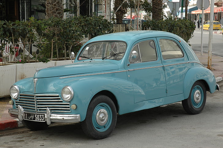 Peugeot, 203, coche viejo, automóvil, coche, antiguo, pasado de moda