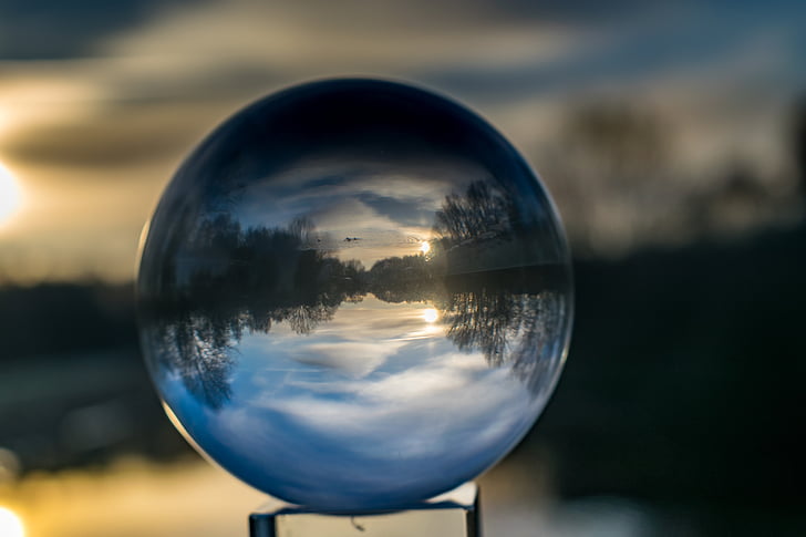 glass ball, ball, transparent, ball photo, glass, globe image, landscape
