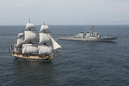 las naves, vasos, militar, Marina de guerra, Fragata, velas, barcos