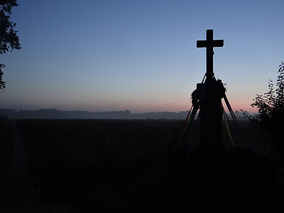 cross, dawn, the silhouette, silhouette, sunset, christianity
