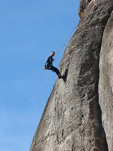 scalatore, scalare, parete della roccia, escalation, imbracatura