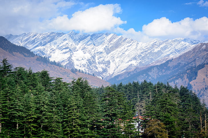 Manali, Himalaya, tenang, latar belakang, pemandangan, pegunungan, perjalanan