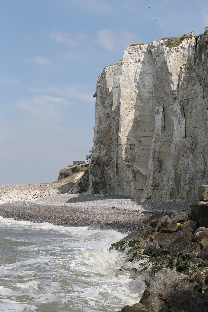 Ault, sziklák, tenger, Normandia, természet, táj, rock
