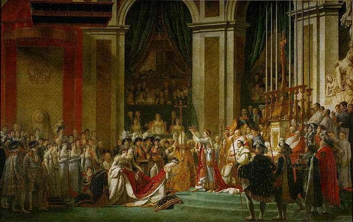 Napoleon, olejomalba, korunovace, David, 1804, 2. prosince, Notre dame