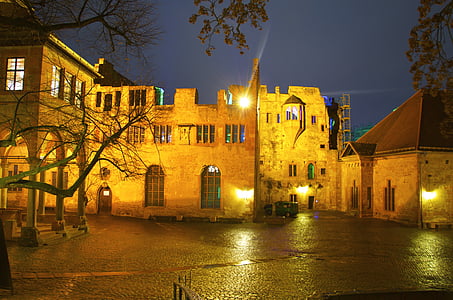 Heidelberger schloss, Heidelberg, Oświetlenie, Zamek, oświetlenie, Badenia Wirtembergia, Architektura, noc