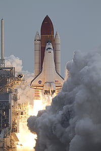 el transbordador espacial endeavour, l'enlairament, llançament, plataforma de llançament, coets, exploració, missió