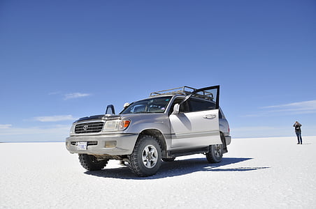 Bolivia, Uyuni, 4 wielaandrijving, Jeep, Zuid-Amerika, Salar de uyuni, zout plat