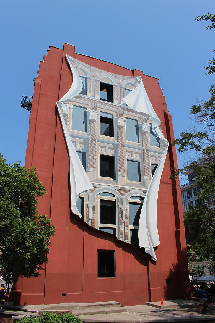 art, Wallart, ville, bâtiment de Flatiron, Toronto, Canada, oeuvre