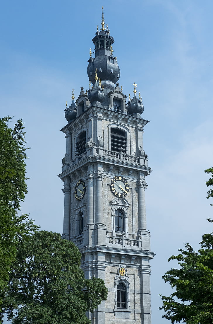 Mons, campanário, cidade, relógio, Monumento, arquitetura, Torre