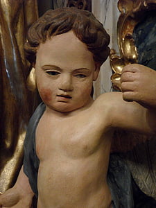 cherub, child, angel, face, angel figure, figure, sculpture