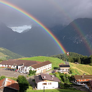 arco iris, montaña, paisaje