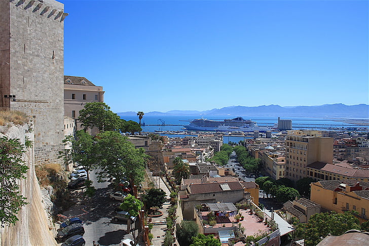 Cagliari, Bastione santa croce, Porto, arkitektur, stadsbild