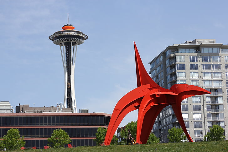 Seattle-ben, Space needle, város, építészet, Washington, épület, turizmus